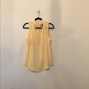 WHBM Yellow Deep V Choker Blouse